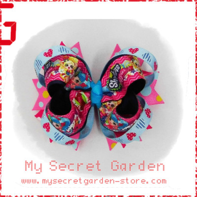 Shopkins Shoppies Grosgrain Ribbon Girls 4" Boutique Bow Hair Bows ( Hair Clip or Hair Band )  Shopkins Shoppies Grosgrain Ribbon Girls 4" Boutique Bow Hair Bows ( Hair Clip or Hair Band )